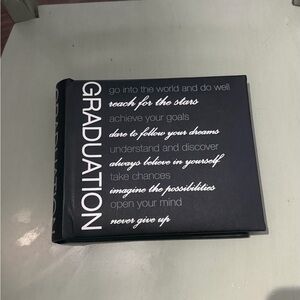 Source Unknown Black Graduation Photo Album with White Text Year 2019
